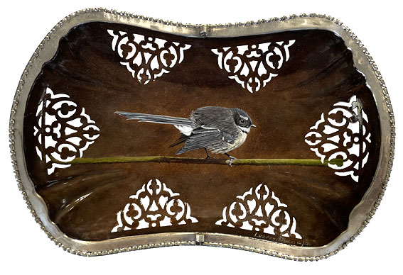 Lee Ann Dixon nz silver plate art, ruffled feathers
